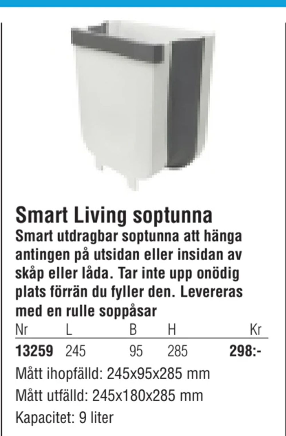 Erbjudanden på Smart Living soptunna från Erlandsons Brygga för 298 kr