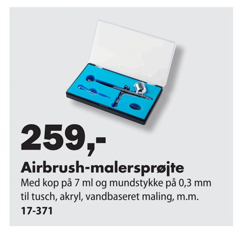 Tilbud på Airbrush-malersprøjte fra Biltema til 259 kr.