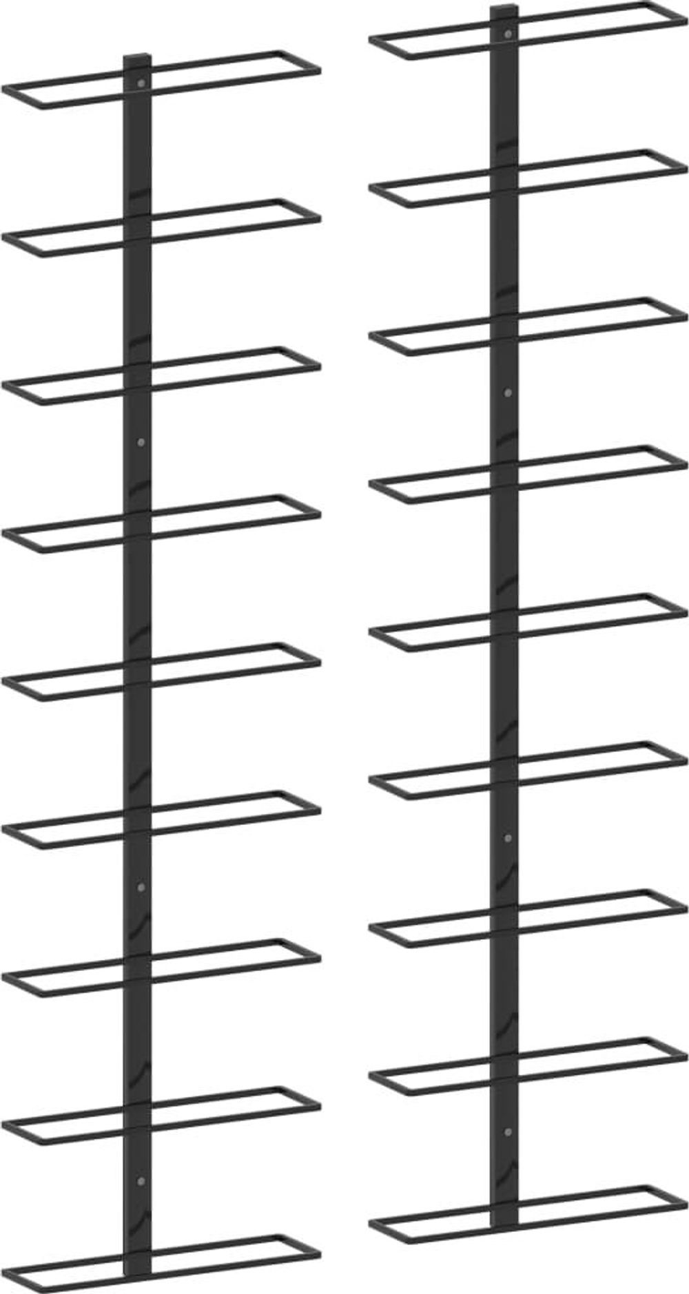 Erbjudanden på vidaXL Väggmonterade vinställ för 18 flaskor 2 st svart järn från vidaXL.se för 837 kr
