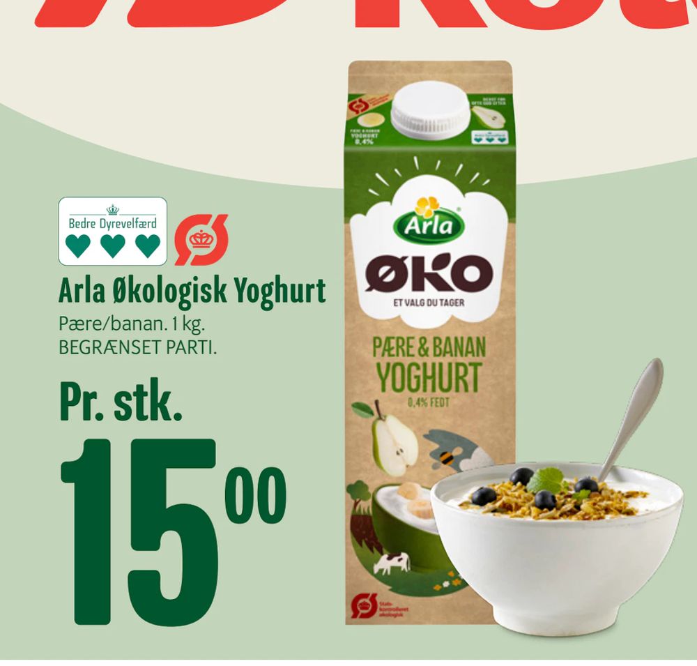 Tilbud på Arla Økologisk Yoghurt fra Min Købmand til 15 kr.