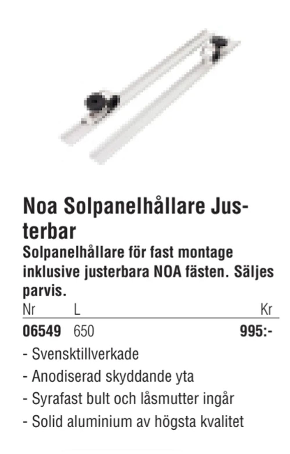 Erbjudanden på Noa Solpanelhållare Justerbar från Erlandsons Brygga för 995 kr