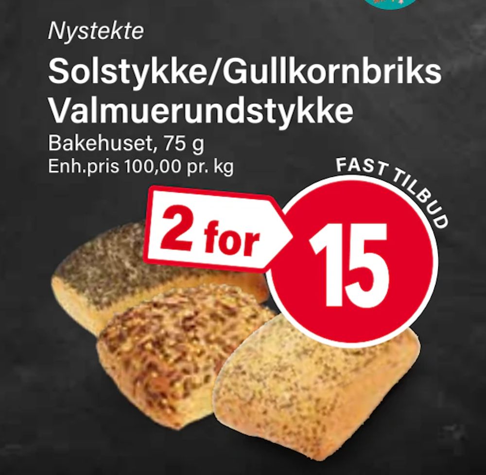 Tilbud på Solstykke/Gullkornbriks Valmuerundstykke fra Nærbutikken til 15 kr