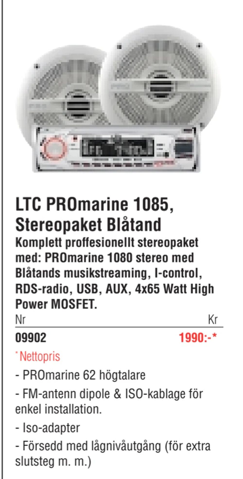 Erbjudanden på LTC PROmarine 1085, Stereopaket Blåtand från Erlandsons Brygga för 1 990 kr