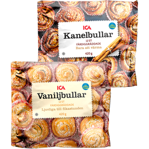 Frysta kanelbullar, vaniljbullar