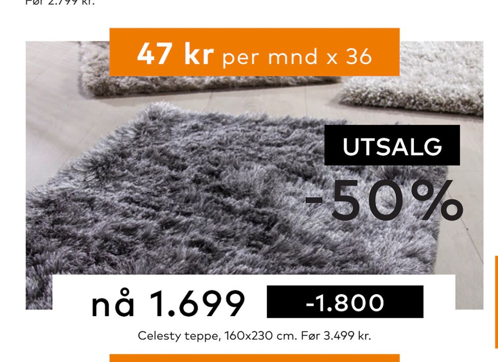 Tilbud på Celesty teppe fra Skeidar til 1 699 kr