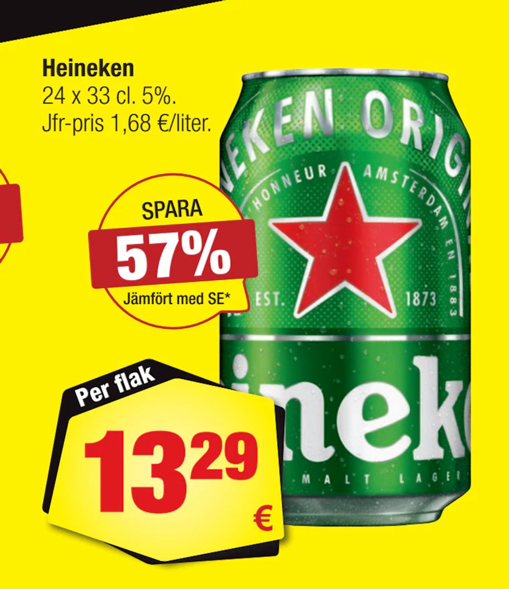 Erbjudanden på Heineken från Calle för 13,29 €