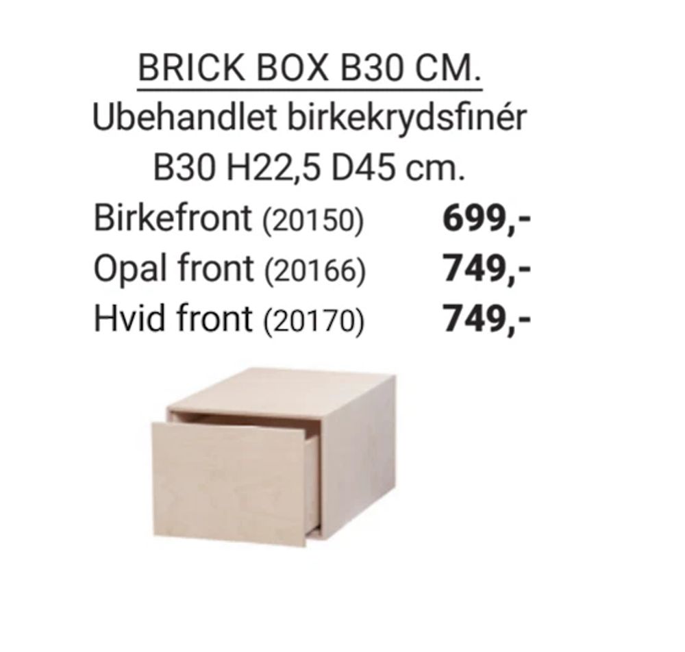 Tilbud på BRICK BOX B30 CM fra Trævarefabrikernes Udsalg til 699 kr.