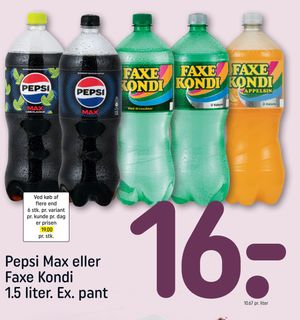 Pepsi Max eller Faxe Kondi 1.5 liter