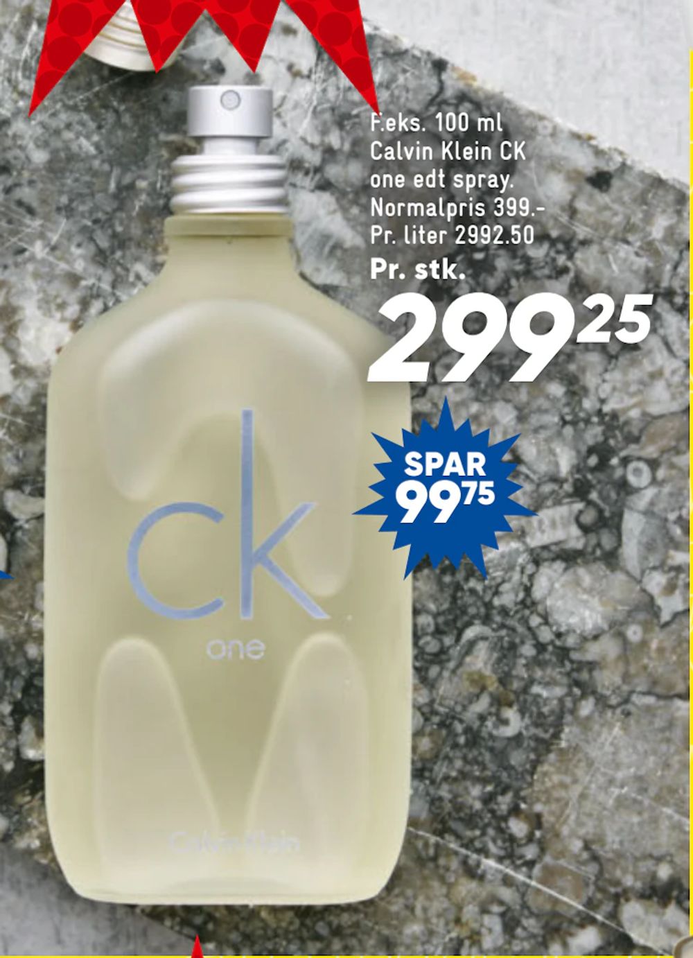 Tilbud på 100 ml Calvin Klein CK one edt spray fra Bilka til 299,25 kr.