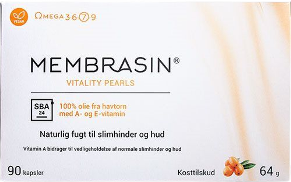 Tilbud på Membrasin Vitality Pearls m. havtorn fra Helsam til 266 kr.