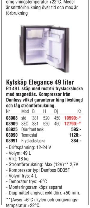 Kylskåp Elegance 49 liter