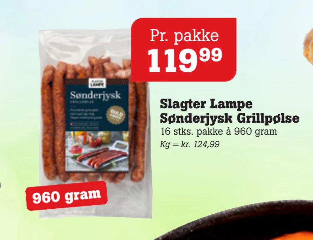 Tilbud på Slagter Lampe Sønderjysk Grillpølse fra Poetzsch Padborg til 119,99 kr.