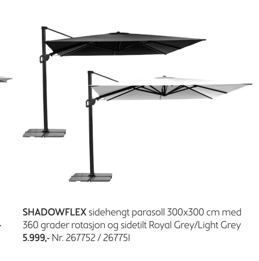 Tilbud på SHADOWFLEX sidehengt parasoll fra Bohus til 5 999 kr