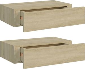 vidaXL Veggmonterte skuffehyller 2 stk eik 40x23,5x10 cm MDF