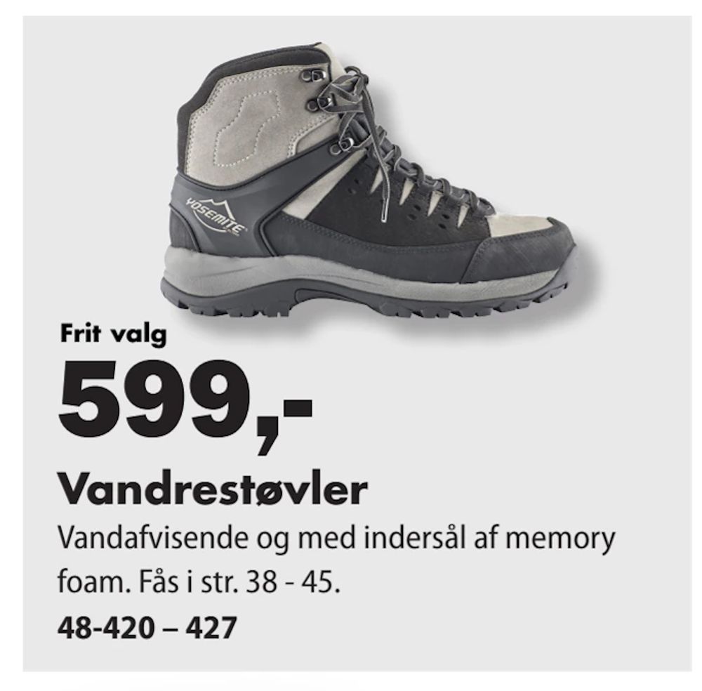 Tilbud på Vandrestøvler fra Biltema til 599 kr.