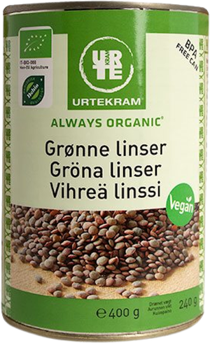 Linser grønne i dåse Øko (Urtekram)