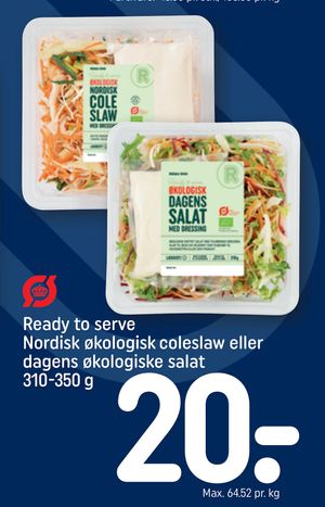 Ready to serve Nordisk økologisk coleslaw eller dagens økologiske salat 310-350 g