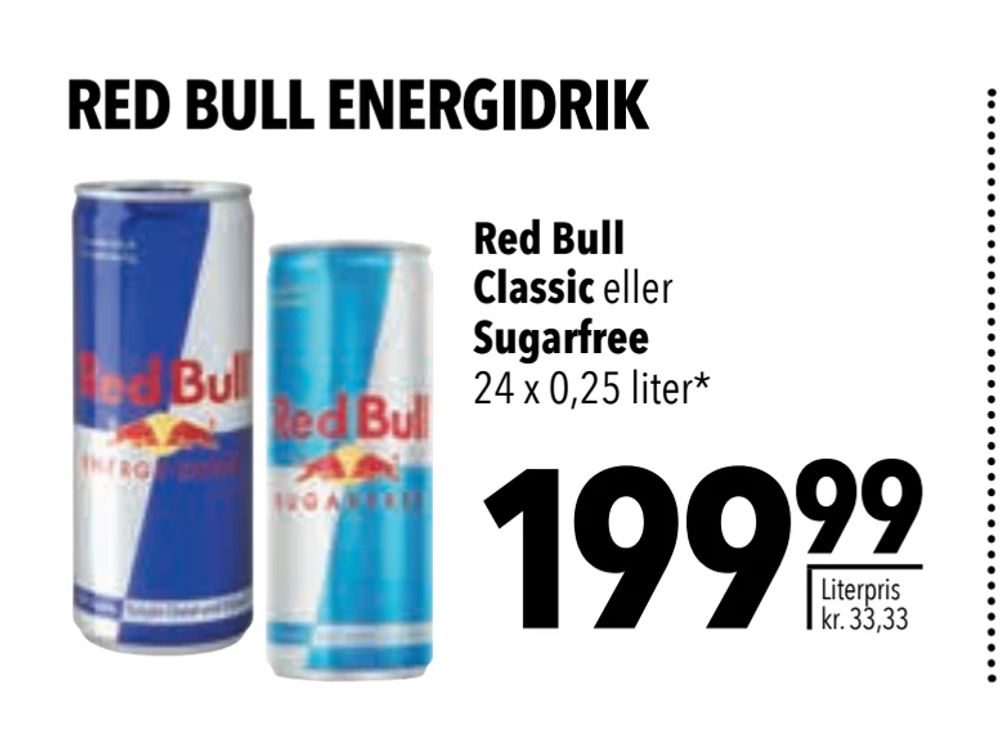 Tilbud på Red Bull Classic eller Sugarfree fra CITTI til 199,99 kr.