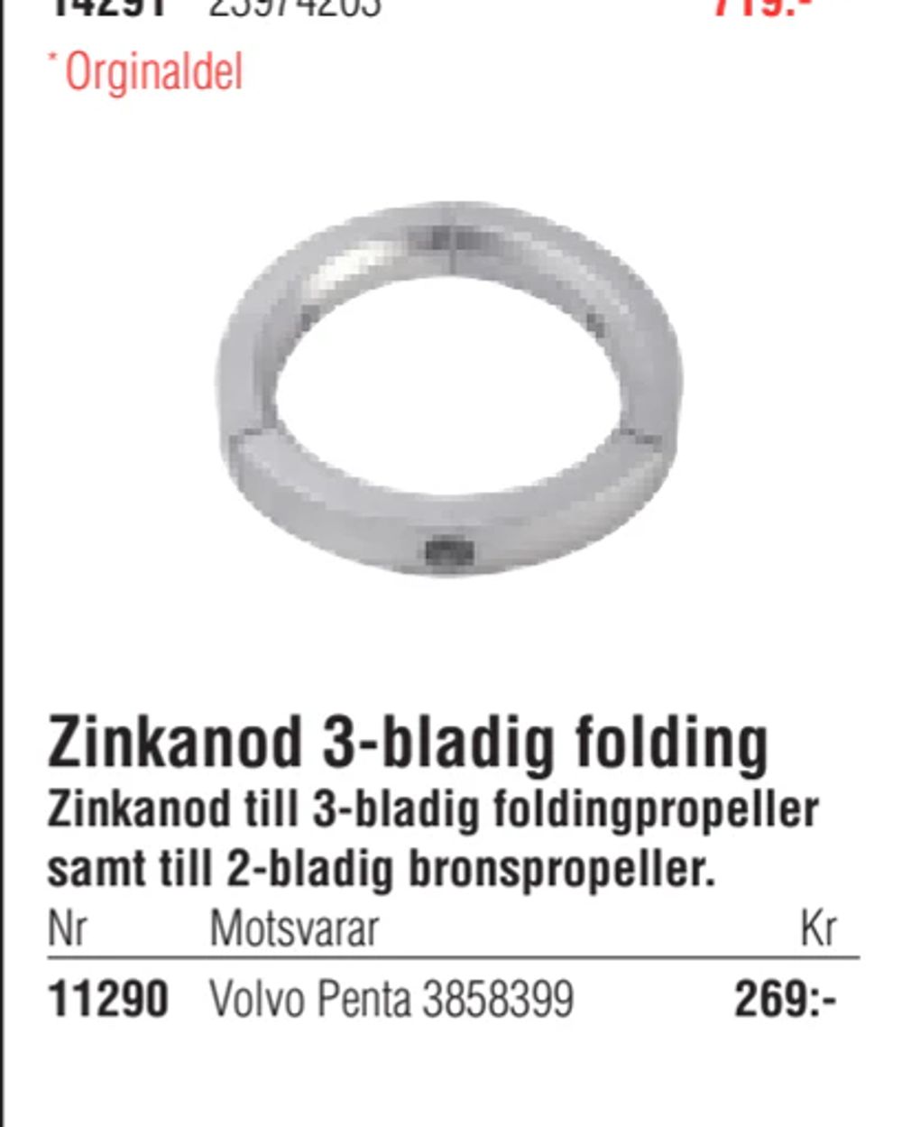 Erbjudanden på Zinkanod 3-bladig folding från Erlandsons Brygga för 269 kr