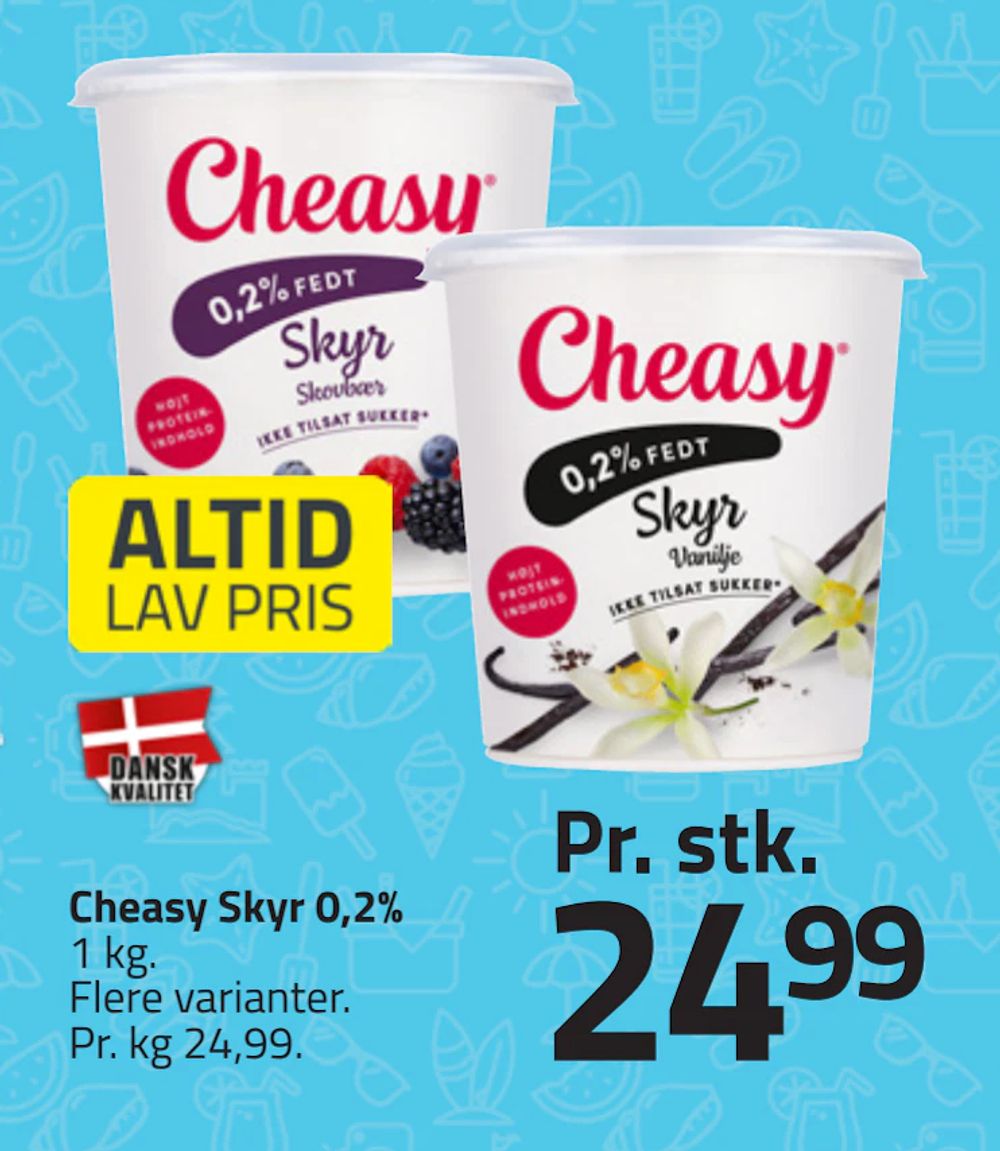 Tilbud på Cheasy Skyr 0,2% fra Fleggaard til 24,99 kr.
