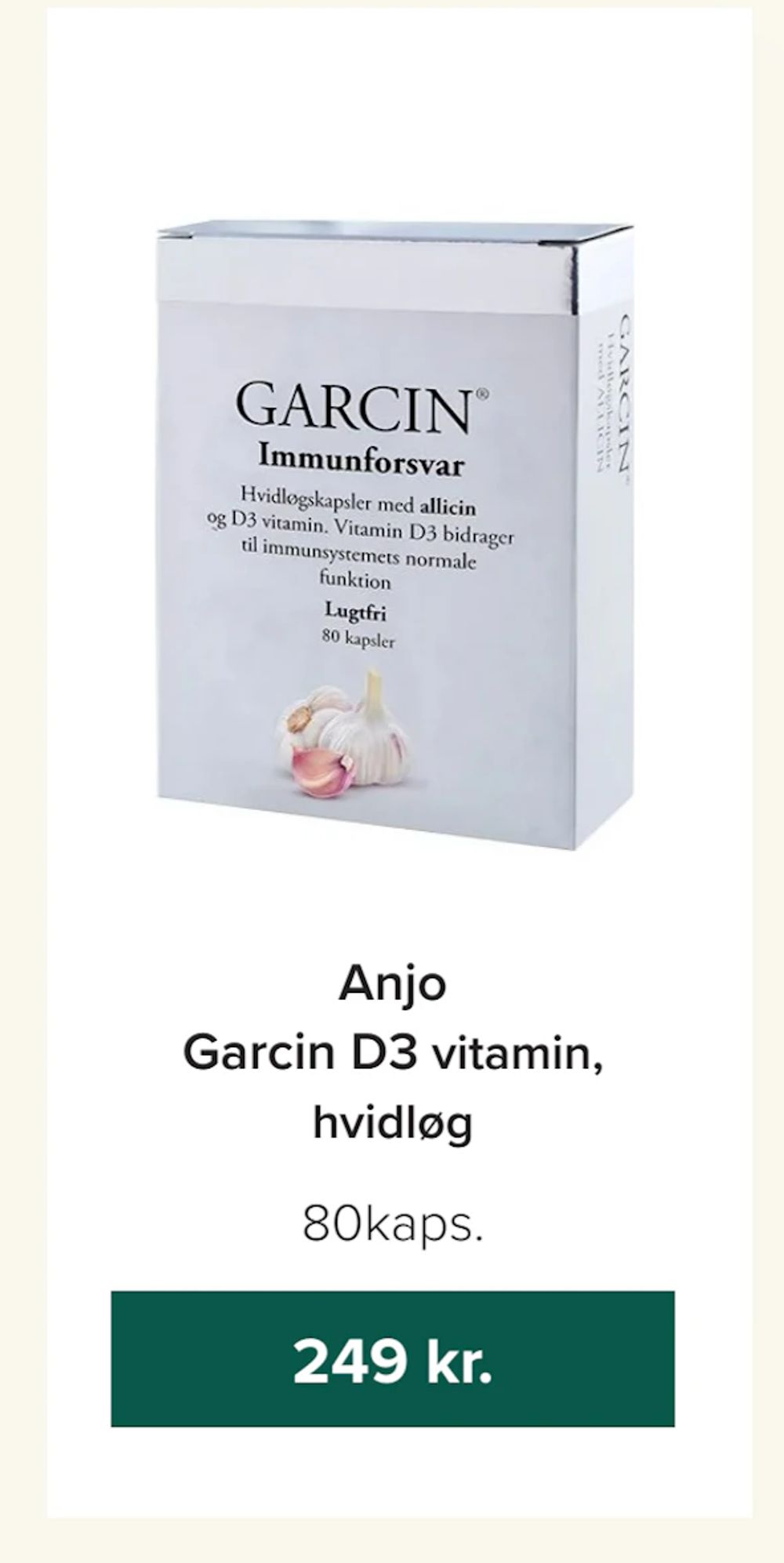 Tilbud på Anjo Garcin D3 fra Helsemin til 249 kr.
