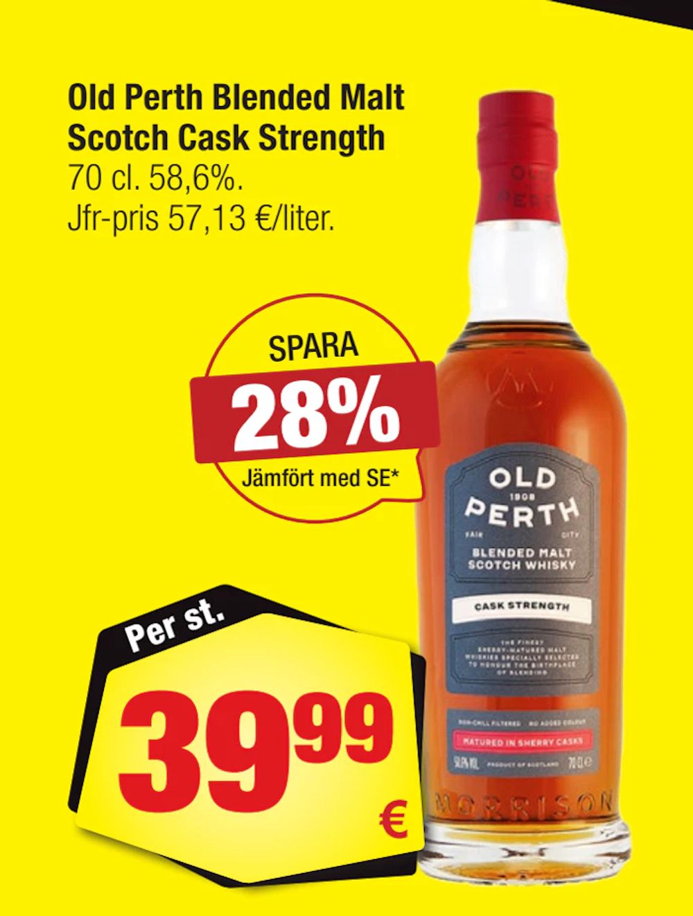 Erbjudanden på Old Perth Blended Malt Scotch Cask Strength från Calle för 39,99 €
