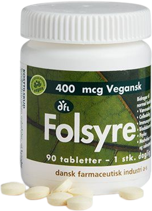 Folsyre 400 mcg (Grønne dfi vitaminer)