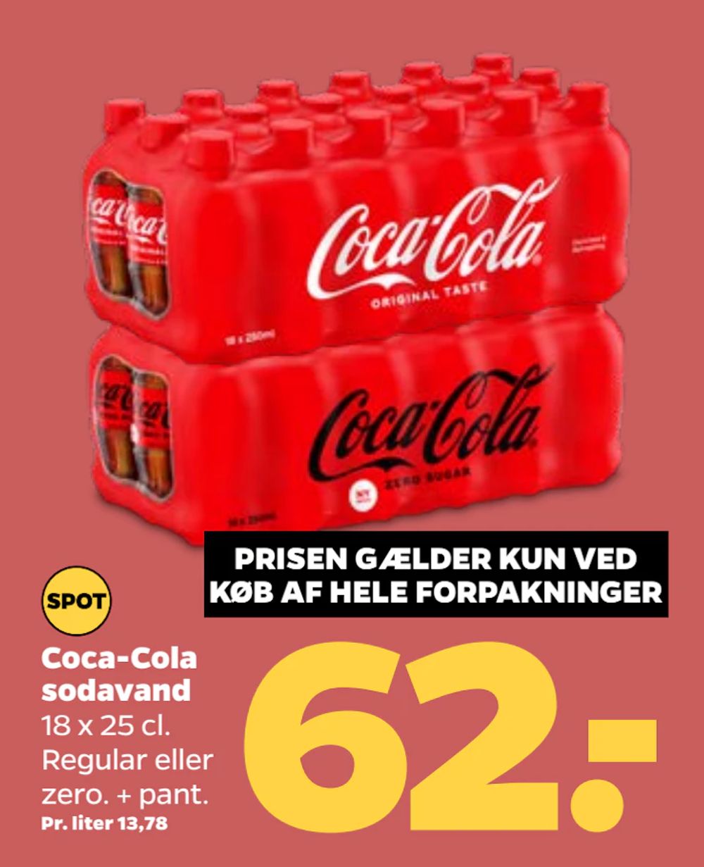Tilbud på Coca-Cola sodavand fra Netto til 62 kr.