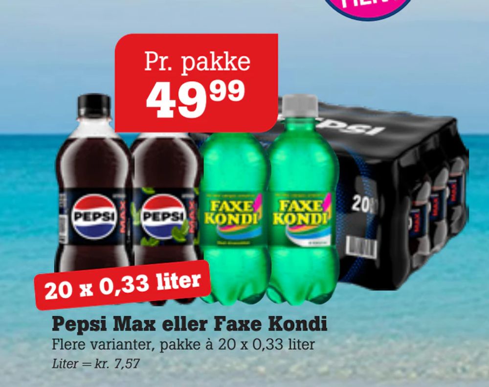 Tilbud på Pepsi Max eller Faxe Kondi fra Poetzsch Padborg til 49,99 kr.