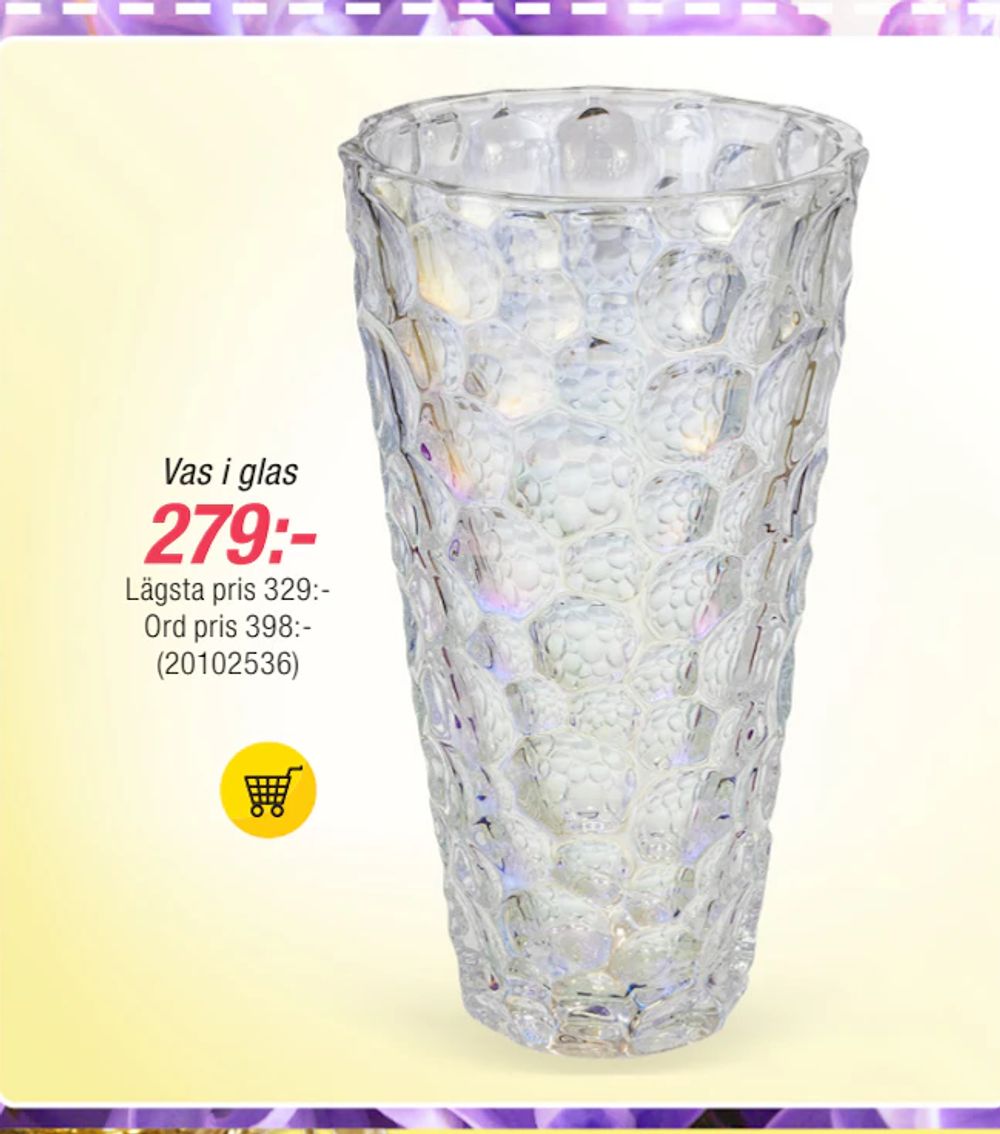 Erbjudanden på Vas i glas från Guldfynd för 279 kr