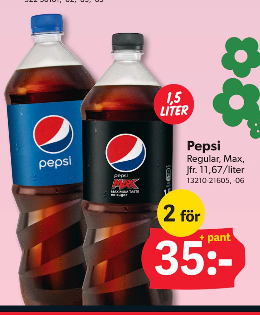 Erbjudanden på Pepsi från DollarStore för 35 kr