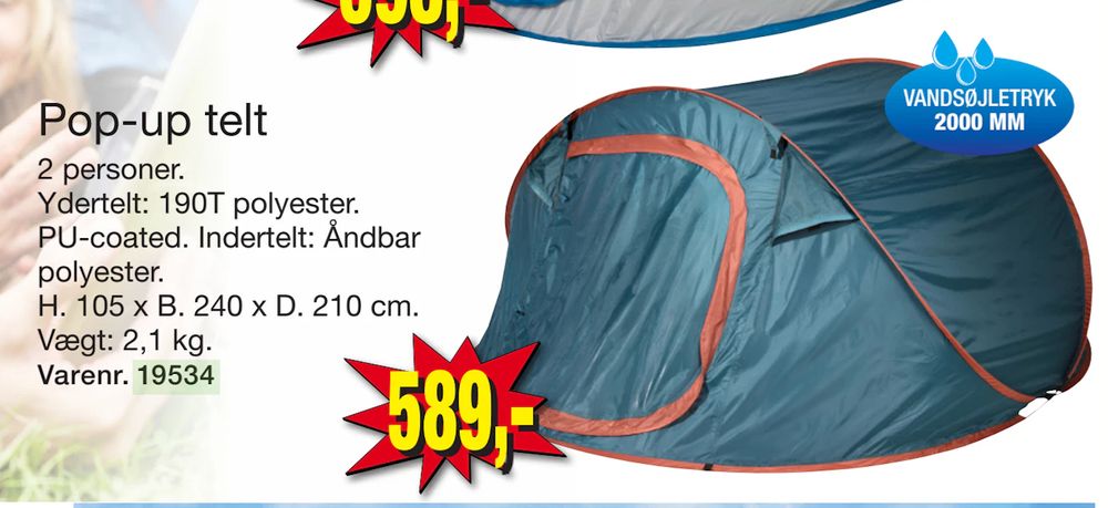 Tilbud på Pop-up telt fra Harald Nyborg til 589 kr.