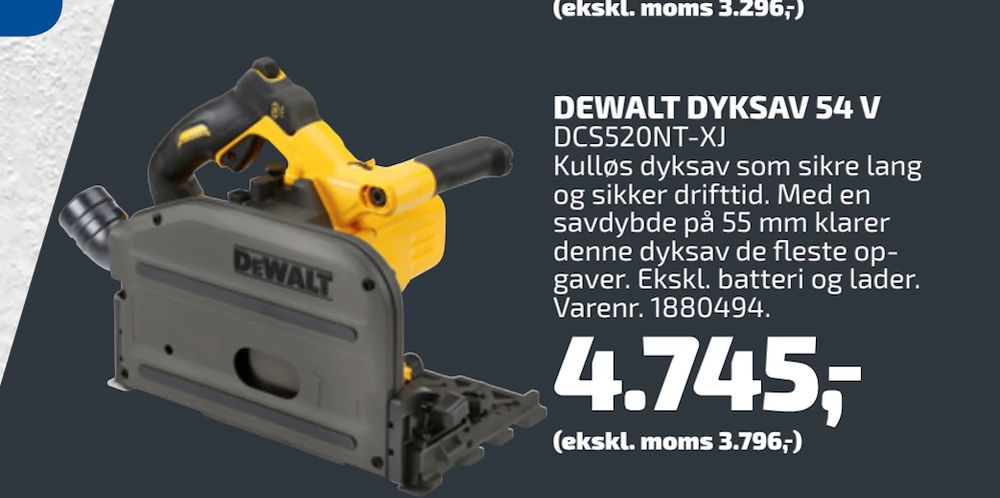 Tilbud på DEWALT DYKSAV 54 V fra Davidsen til 4.745 kr.