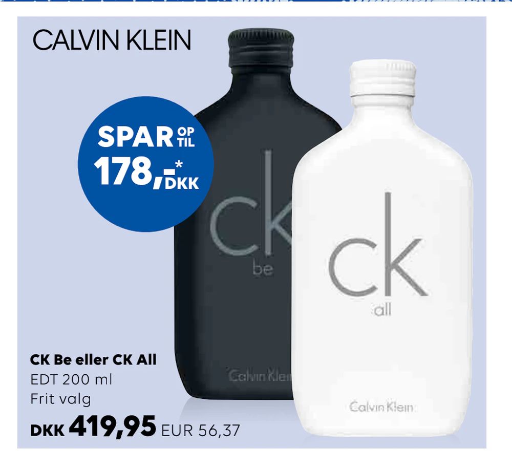 Erbjudanden på CK Be eller CK All från Scandlines Travel Shop för 56,37 €