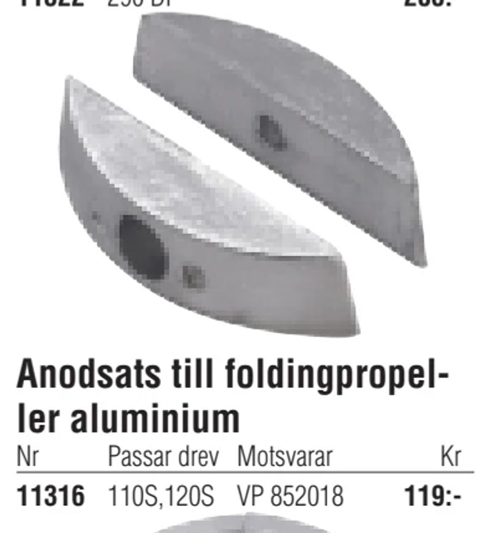 Erbjudanden på Anodsats till foldingpropeller aluminium från Erlandsons Brygga för 119 kr