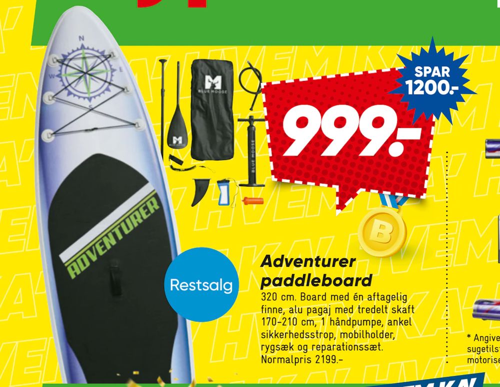 Tilbud på Adventurer paddleboard fra Bilka til 999 kr.
