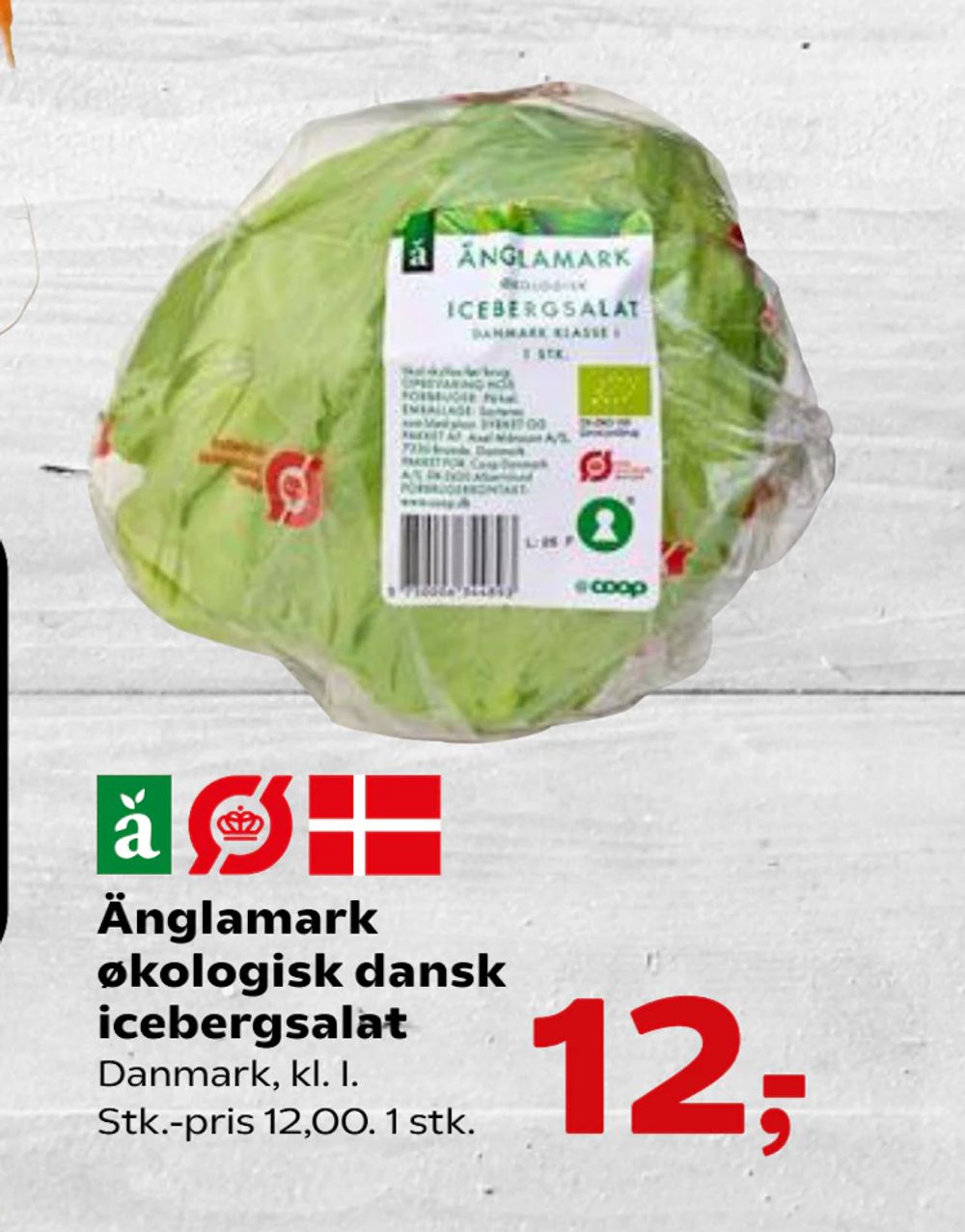 Tilbud på Änglamark økologisk dansk icebergsalat fra Kvickly til 12 kr.