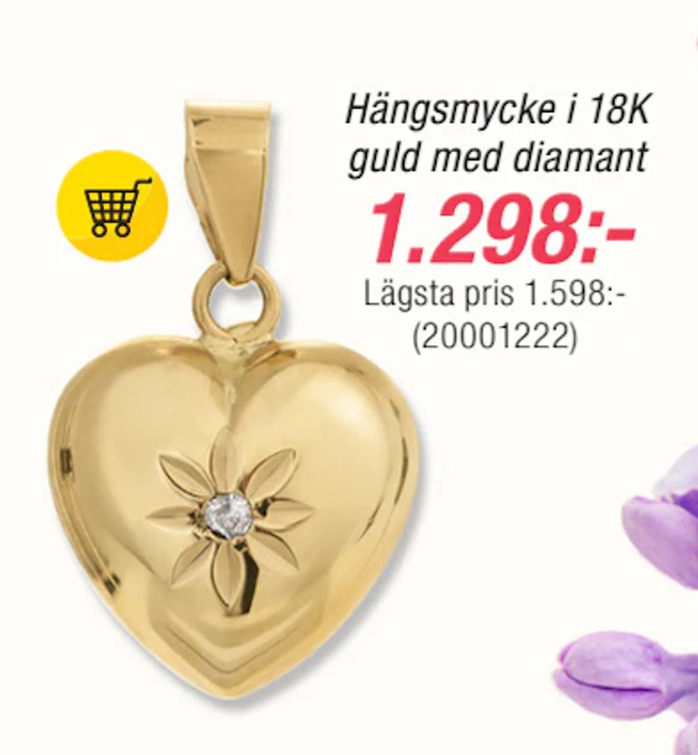 Erbjudanden på Hängsmycke i 18K guld med diamant från Guldfynd för 1 298 kr