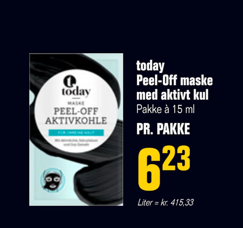 Tilbud på today Peel-Off maske med aktivt kul fra Otto Duborg til 6,23 kr.
