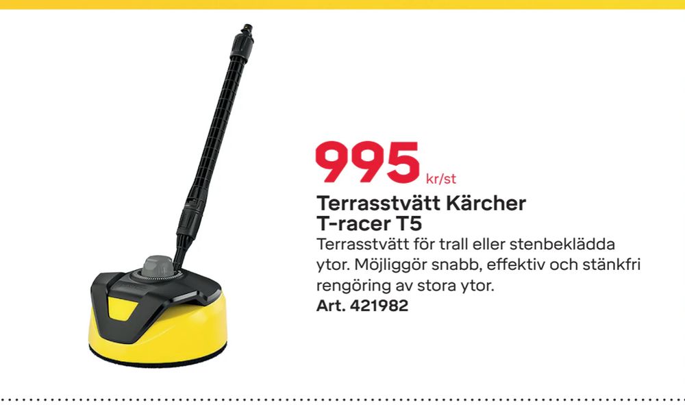 Erbjudanden på Terrasstvätt Kärcher T-racer T5 från Byggmax för 995 kr