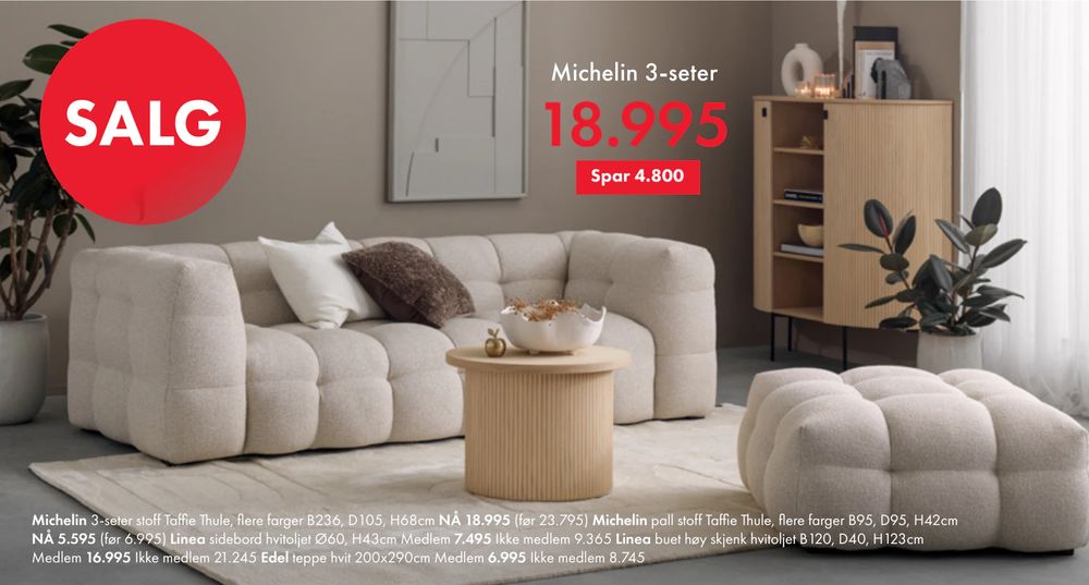 Tilbud på Michelin 3-seter fra Fagmøbler til 18 995 kr