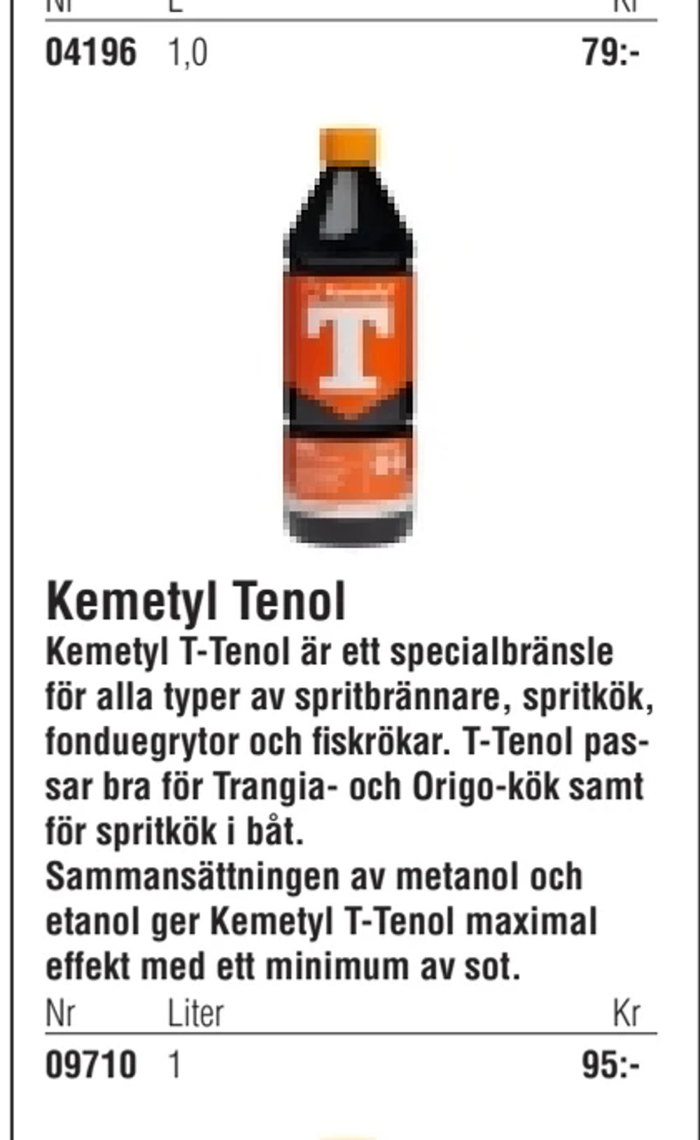 Erbjudanden på Kemetyl Tenol från Erlandsons Brygga för 95 kr