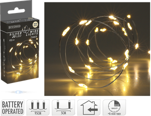 Led Lights Silver Wire 20 Varm Hvid Mirco Led