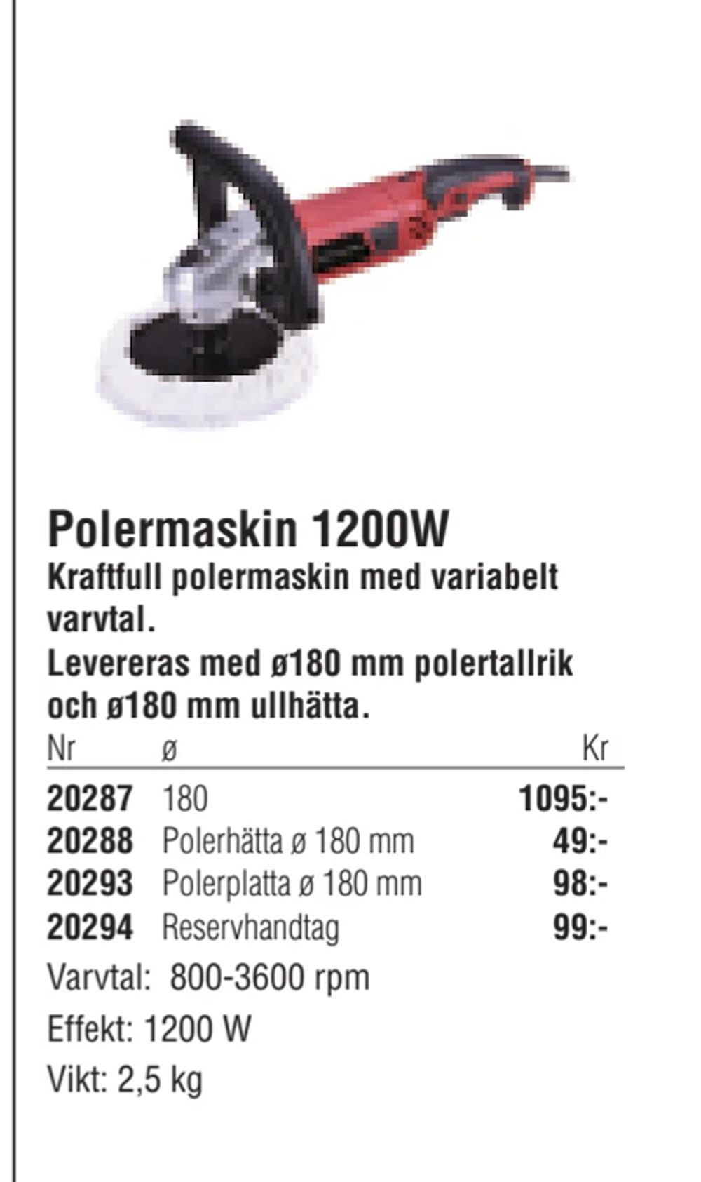Erbjudanden på Polermaskin 1200W från Erlandsons Brygga för 1 095 kr