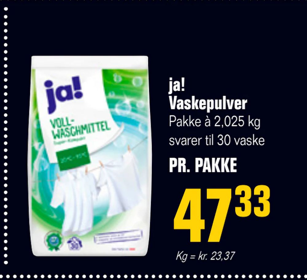 Tilbud på ja! Vaskepulver fra Poetzsch Padborg til 47,33 kr.