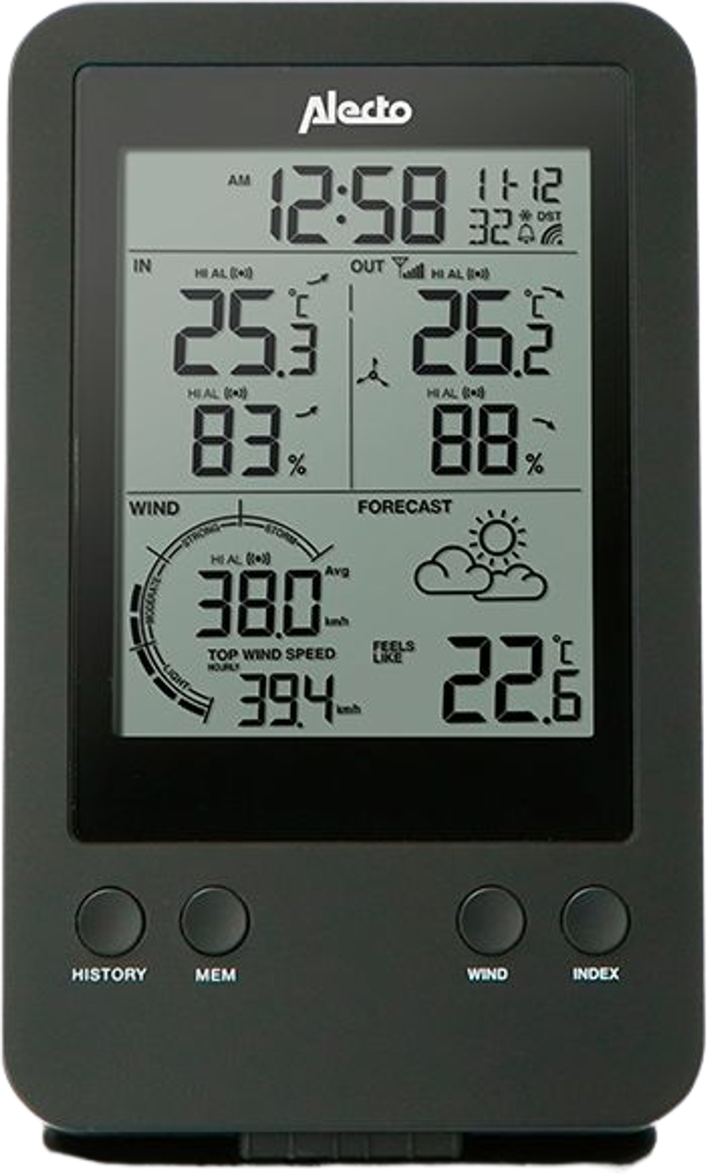 Tilbud på Alecto WS-3400 Vejrstation Sort 4i1 fra Kop & Kande til 649,95 kr.