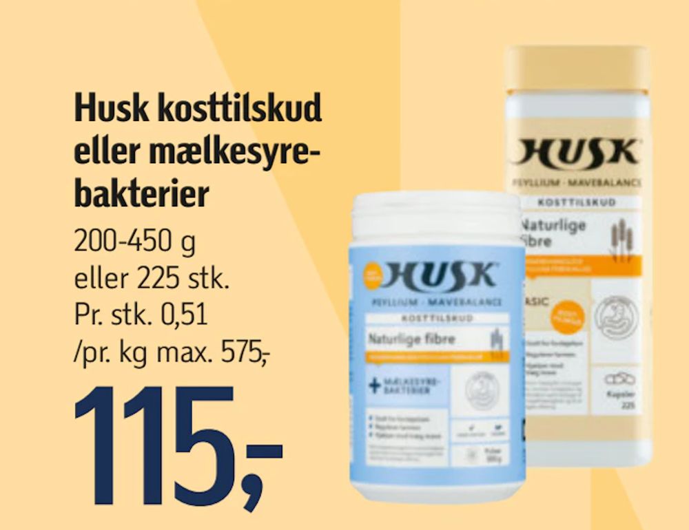 Tilbud på Husk kosttilskud eller mælkesyrebakterier fra føtex til 115 kr.