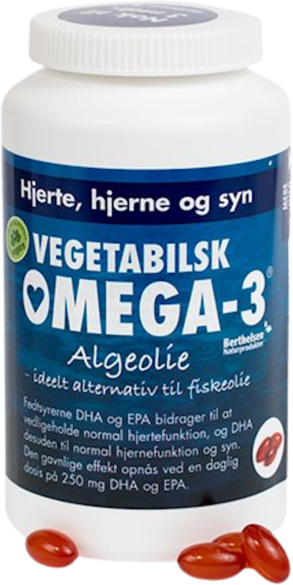 Tilbud på Omega-3 vegetabilsk algeolie (Berthelsen) fra Helsam til 364 kr.