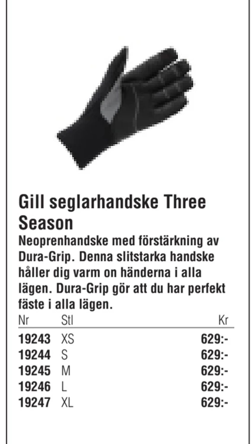 Erbjudanden på Gill seglarhandske Three Season från Erlandsons Brygga för 629 kr