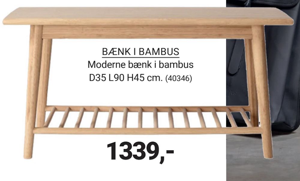 Tilbud på BÆNK I BAMBUS fra Trævarefabrikernes Udsalg til 1.339 kr.